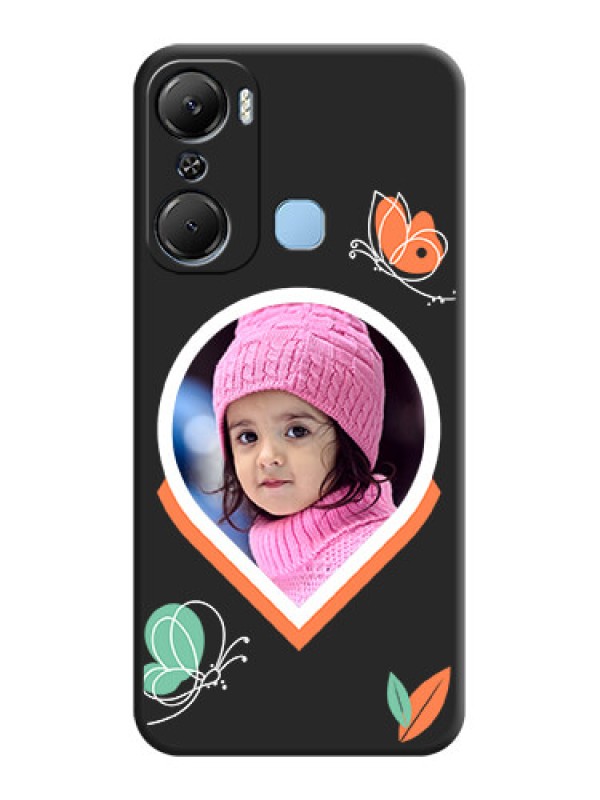 Custom Upload Pic With Simple Butterly Design On Space Black Personalized Soft Matte Phone Covers - Infinix Hot 12 Pro
