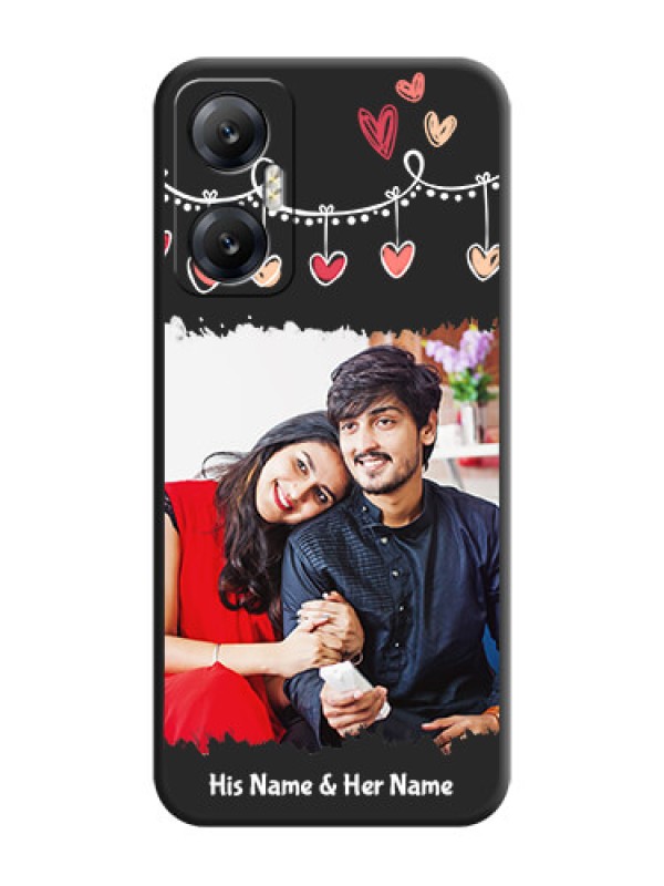 Custom Pink Love Hangings with Name on Space Black Custom Soft Matte Phone Cases - Infinix Hot 20 5G