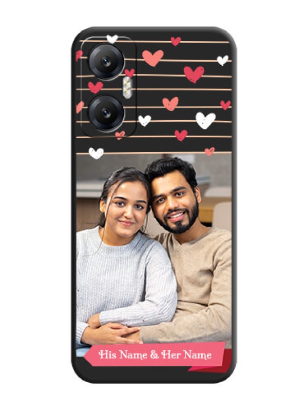 Custom Love Pattern with Name on Pink Ribbon - Photo on Space Black Soft Matte Back Cover - Infinix Hot 20 5G