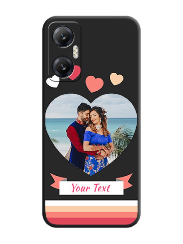 Custom Love Shaped Photo with Colorful Stripes on Personalised Space Black Soft Matte Cases - Infinix Hot 20 5G