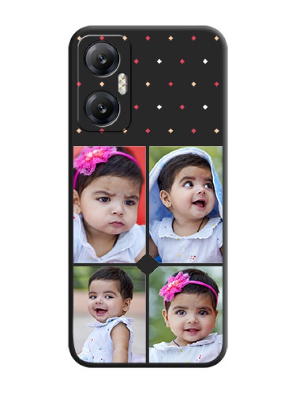 Custom Multicolor Dotted Pattern with 4 Image Holder on Space Black Custom Soft Matte Phone Cases - Infinix Hot 20 5G