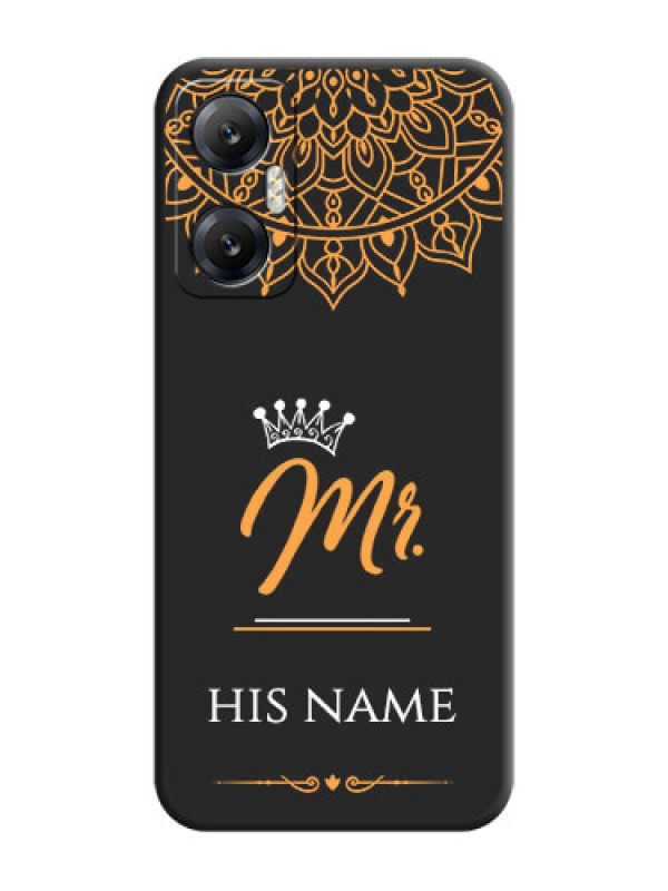 Custom Mr Name with Floral Design on Personalised Space Black Soft Matte Cases - Infinix Hot 20 5G