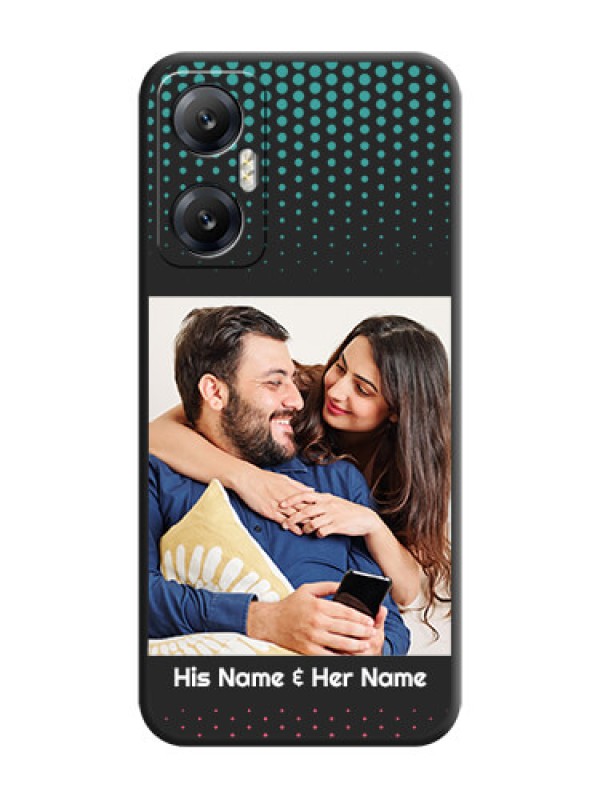Custom Faded Dots with Grunge Photo Frame and Text on Space Black Custom Soft Matte Phone Cases - Infinix Hot 20 5G