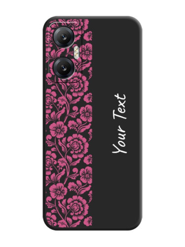 Custom Pink Floral Pattern Design With Custom Text On Space Black Personalized Soft Matte Phone Covers - Infinix Hot 20 5G