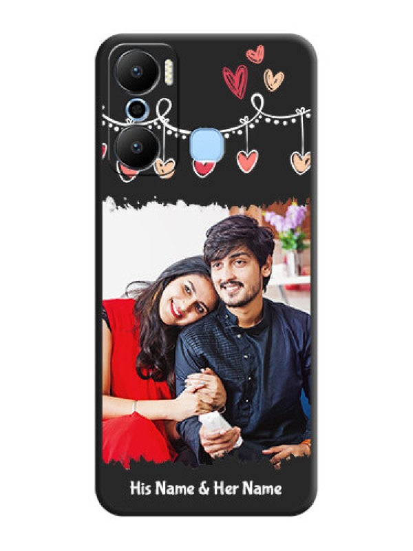 Custom Pink Love Hangings with Name on Space Black Custom Soft Matte Phone Cases - Infinix Hot 20 Play