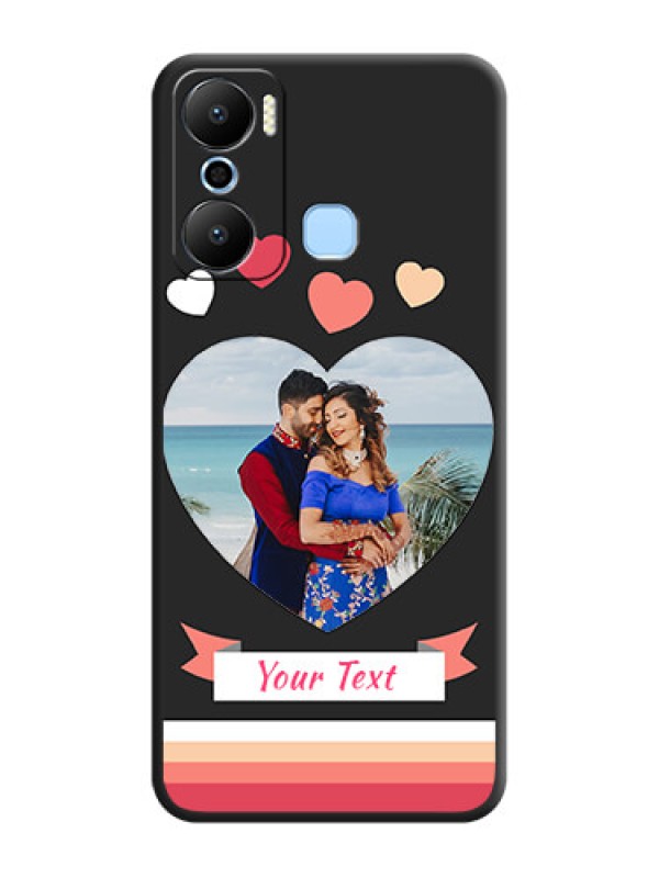 Custom Love Shaped Photo with Colorful Stripes on Personalised Space Black Soft Matte Cases - Infinix Hot 20 Play