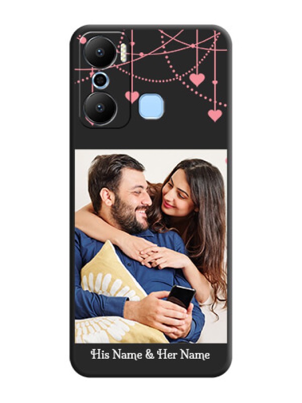 Custom Pink Love Hangings with Text on Space Black Custom Soft Matte Back Cover - Infinix Hot 20 Play