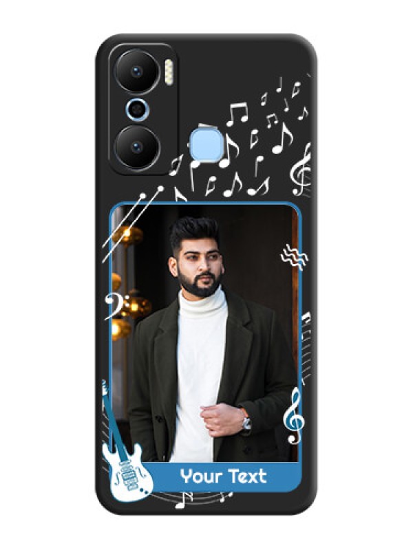 Custom Musical Theme Design with Text - Photo on Space Black Soft Matte Mobile Case - Infinix Hot 20 Play