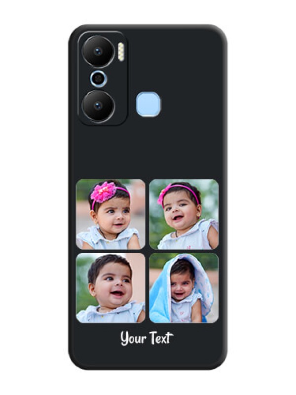 Custom Floral Art with 6 Image Holder - Photo on Space Black Soft Matte Mobile Case - Infinix Hot 20 Play