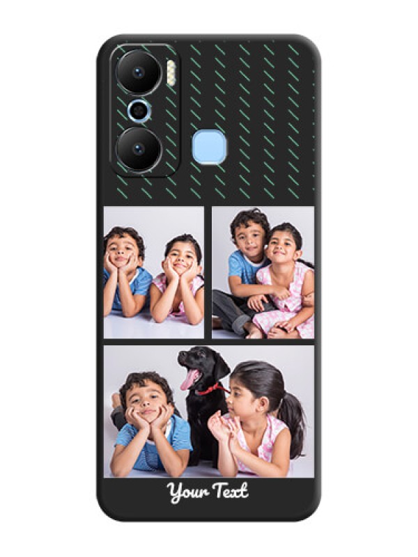 Custom Cross Dotted Pattern with 2 Image Holder on Personalised Space Black Soft Matte Cases - Infinix Hot 20 Play