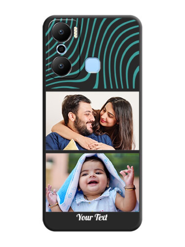 Custom Wave Pattern with 2 Image Holder on Space Black Personalized Soft Matte Phone Covers - Infinix Hot 20 Play