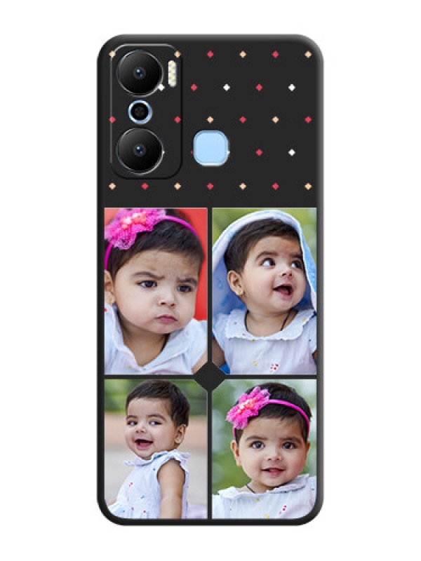 Custom Multicolor Dotted Pattern with 4 Image Holder on Space Black Custom Soft Matte Phone Cases - Infinix Hot 20 Play