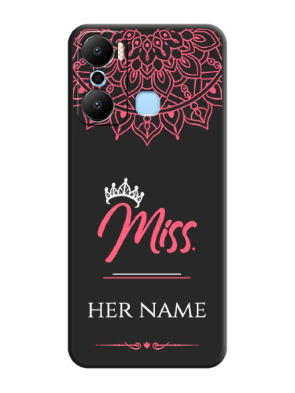 Custom Mrs Name with Floral Design on Space Black Personalized Soft Matte Phone Covers - Infinix Hot 20 Play