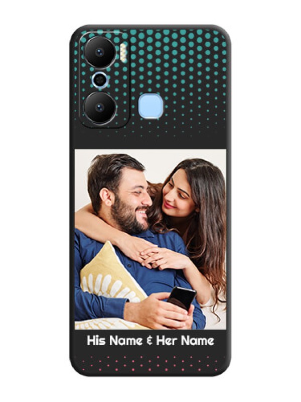 Custom Faded Dots with Grunge Photo Frame and Text on Space Black Custom Soft Matte Phone Cases - Infinix Hot 20 Play