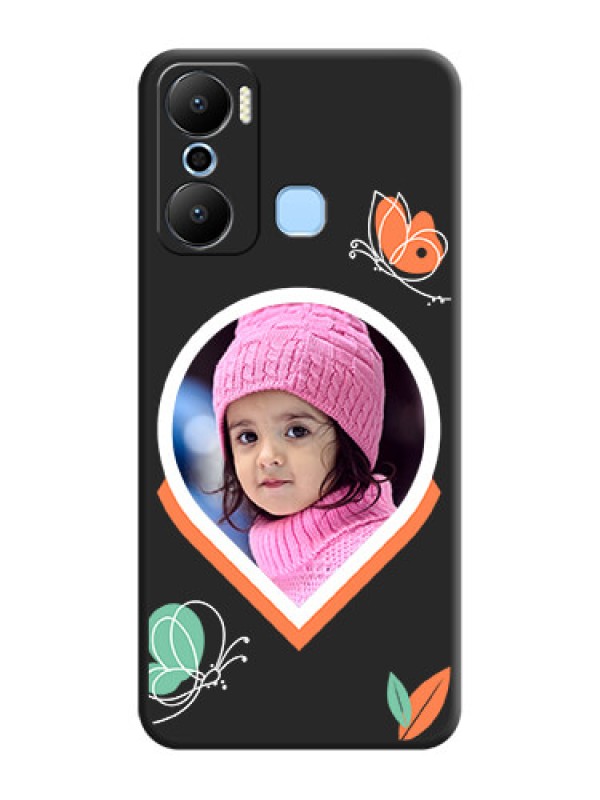 Custom Upload Pic With Simple Butterly Design On Space Black Personalized Soft Matte Phone Covers - Infinix Hot 20 Play
