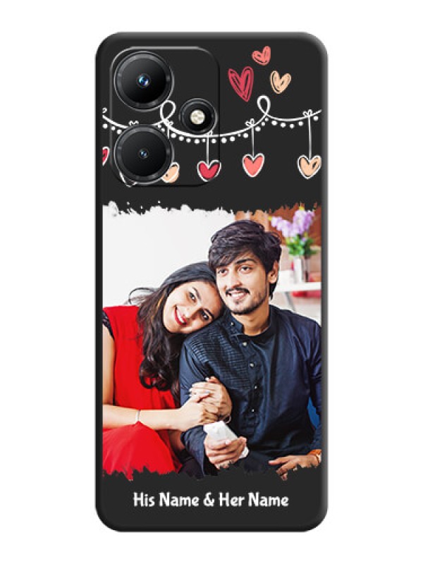 Custom Pink Love Hangings with Name on Space Black Custom Soft Matte Phone Cases - Infinix Hot 30I