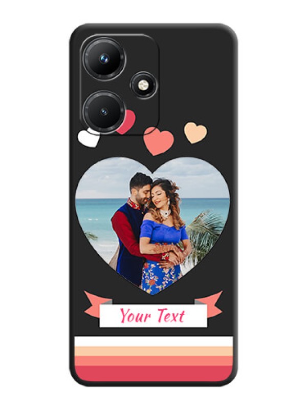 Custom Love Shaped Photo with Colorful Stripes on Personalised Space Black Soft Matte Cases - Infinix Hot 30I