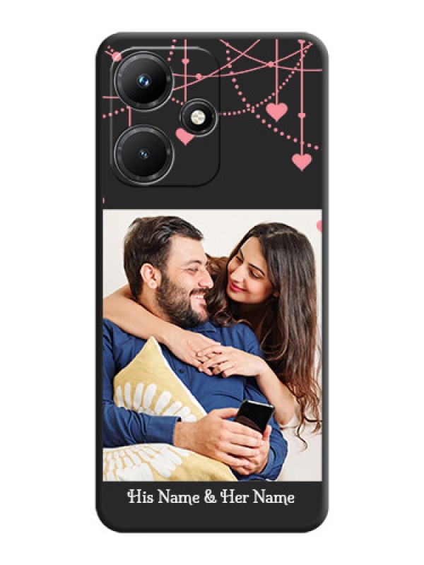 Custom Pink Love Hangings with Text on Space Black Custom Soft Matte Back Cover - Infinix Hot 30I