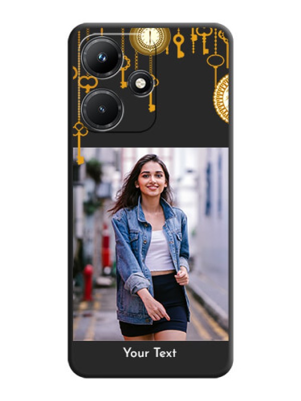 Custom Decorative Design with Text on Space Black Custom Soft Matte Back Cover - Infinix Hot 30I