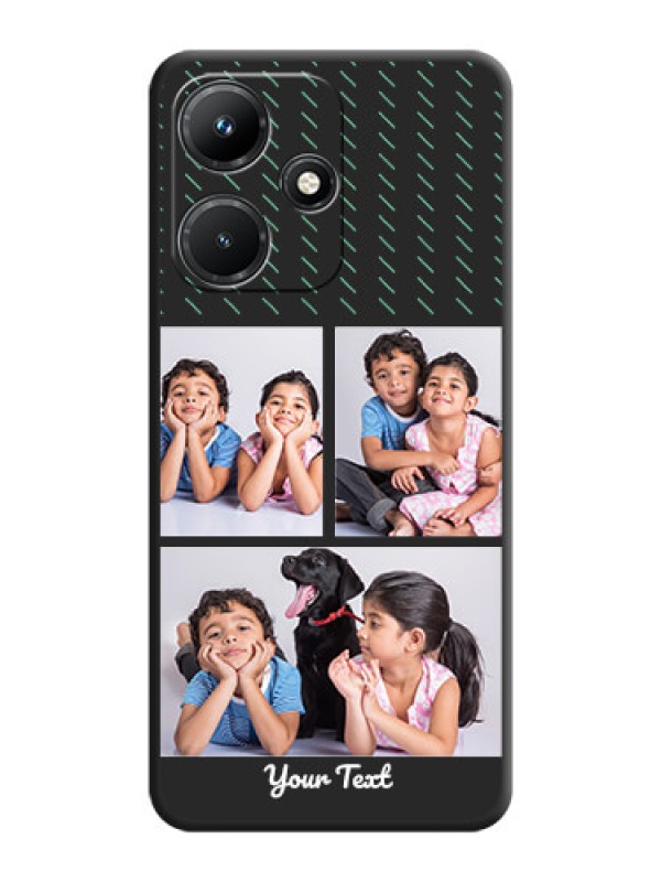 Custom Cross Dotted Pattern with 2 Image Holder on Personalised Space Black Soft Matte Cases - Infinix Hot 30I