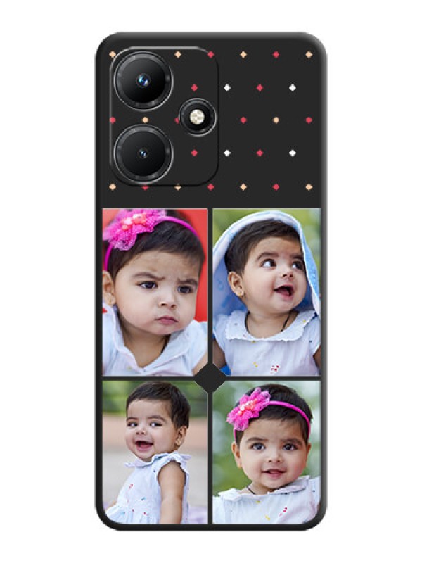 Custom Multicolor Dotted Pattern with 4 Image Holder on Space Black Custom Soft Matte Phone Cases - Infinix Hot 30I