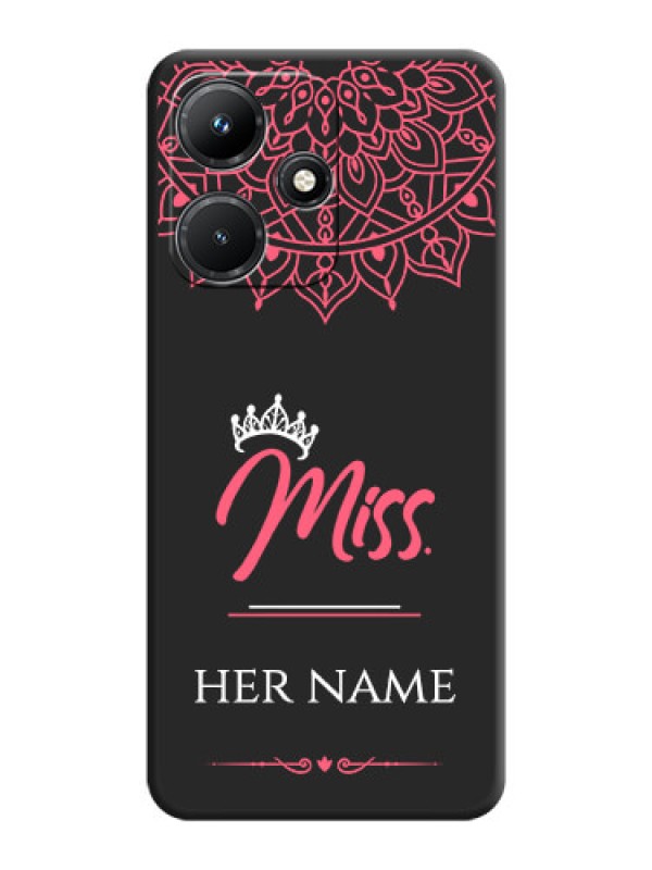 Custom Mrs Name with Floral Design on Space Black Personalized Soft Matte Phone Covers - Infinix Hot 30I