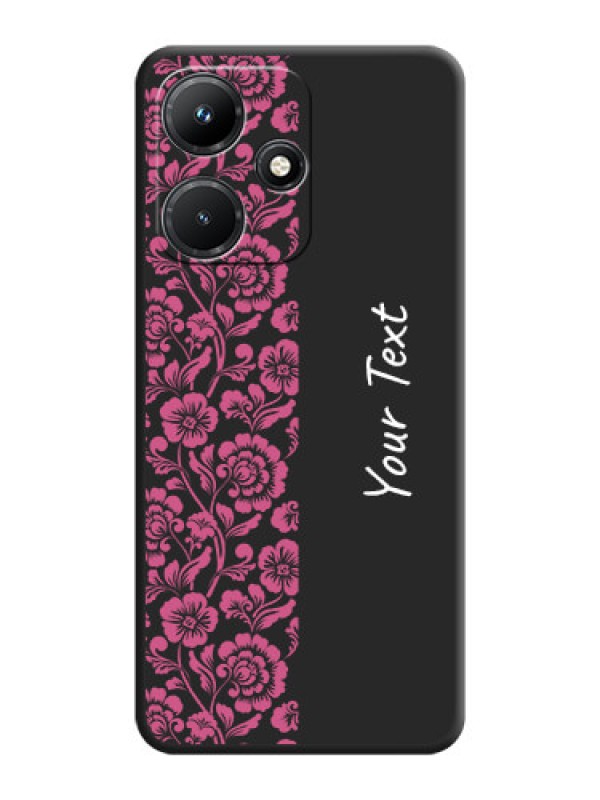 Custom Pink Floral Pattern Design With Custom Text On Space Black Personalized Soft Matte Phone Covers - Infinix Hot 30I