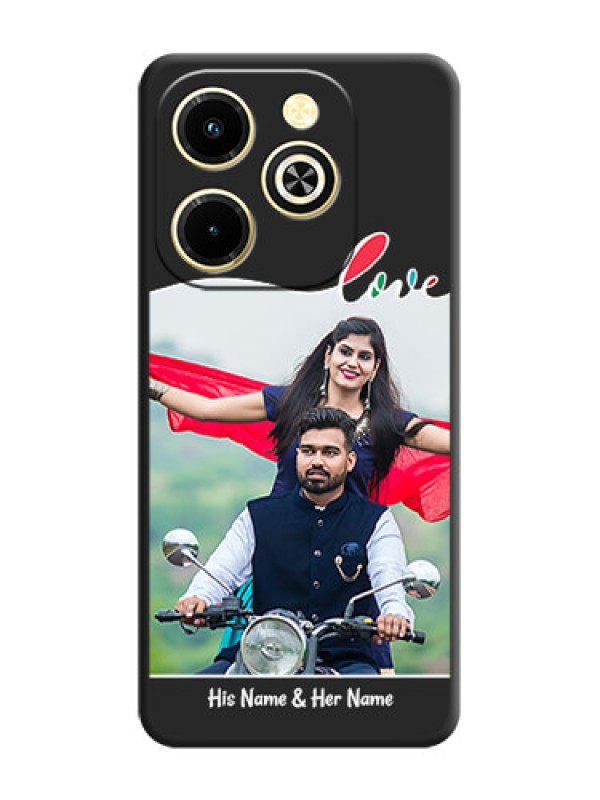 Custom Fall in Love Pattern with Picture on Photo On Space Black Custom Soft Matte Mobile Back Cover - Infinix Hot 40i