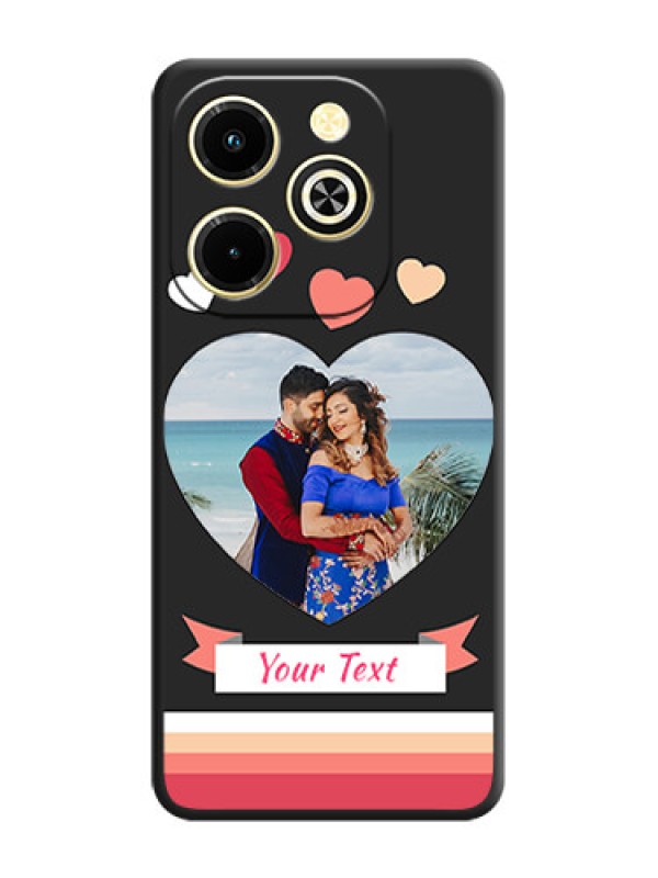 Custom Love Shaped Photo with Colorful Stripes On Space Black Custom Soft Matte Mobile Back Cover - Infinix Hot 40i