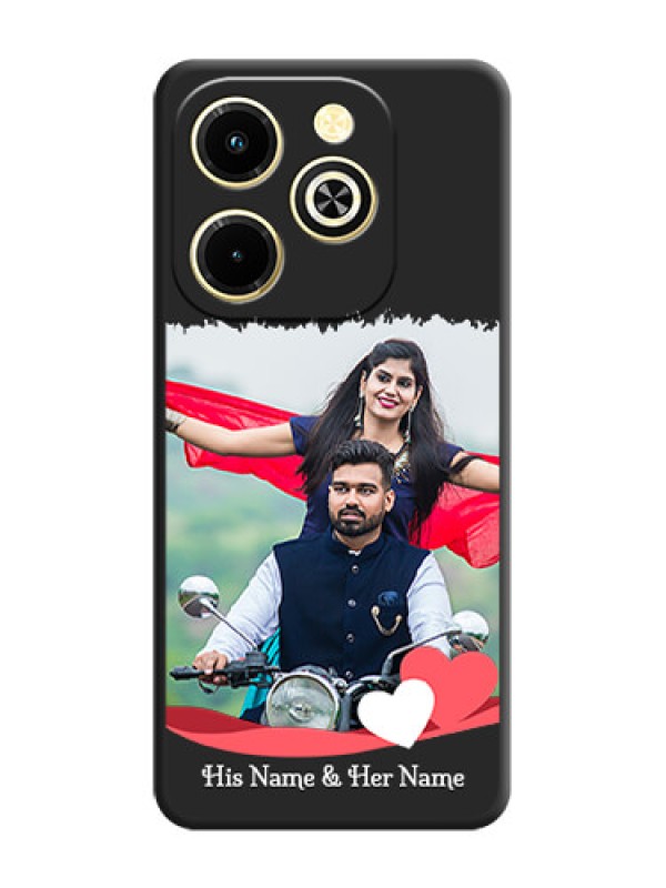 Custom Pin Color Love Shaped Ribbon Design with Text On Space Black Custom Soft Matte Mobile Back Cover - Infinix Hot 40i