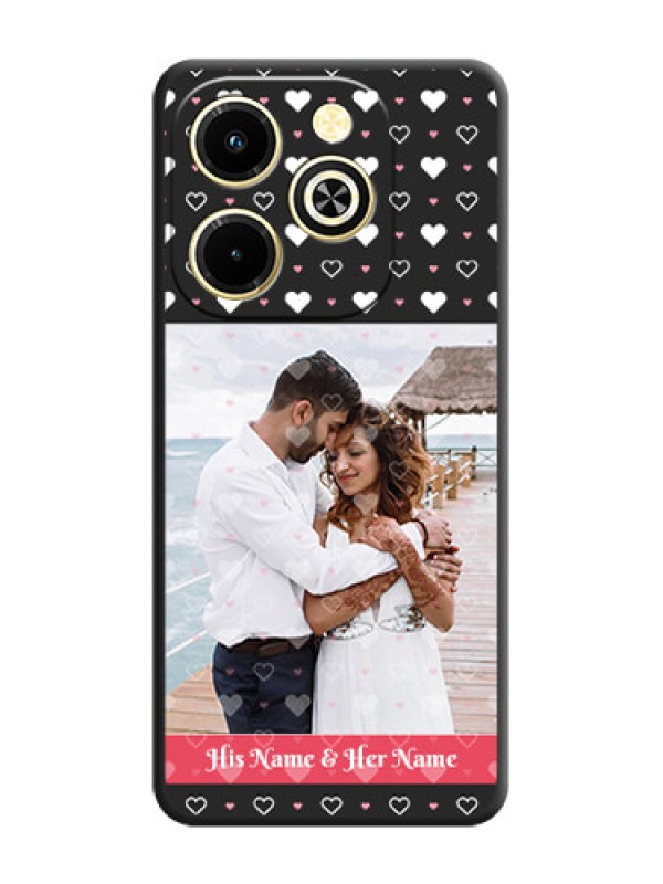 Custom White Color Love Symbols with Text Design on Photo On Space Black Custom Soft Matte Mobile Back Cover - Infinix Hot 40i