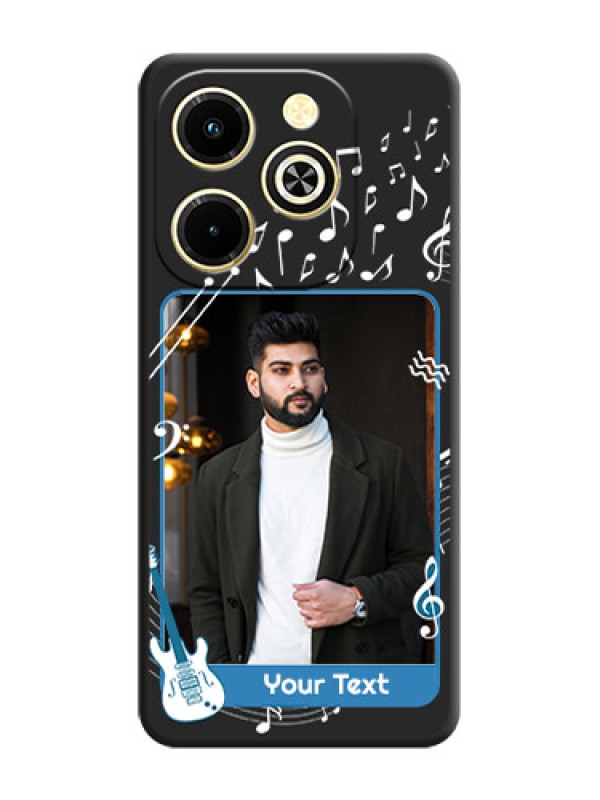 Custom Musical Theme Design with Text on Photo On Space Black Custom Soft Matte Mobile Back Cover - Infinix Hot 40i