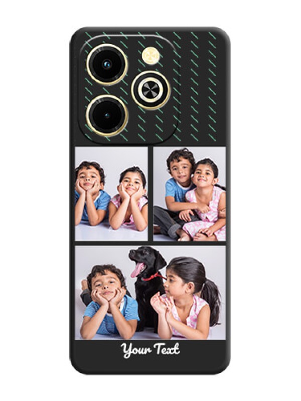 Custom Cross Dotted Pattern with 2 Image Holder On Space Black Custom Soft Matte Mobile Back Cover - Infinix Hot 40i