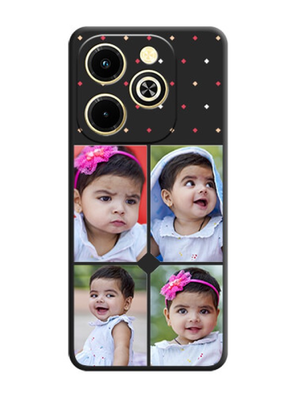 Custom Multicolor Dotted Pattern with 4 Image Holder On Space Black Custom Soft Matte Mobile Back Cover - Infinix Hot 40i