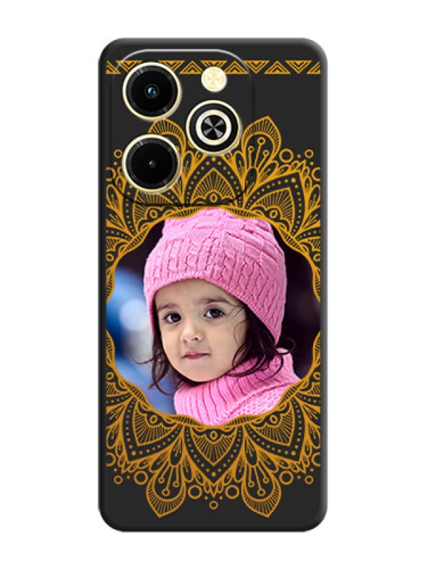 Custom Round Image with Floral Design On Space Black Custom Soft Matte Mobile Back Cover - Infinix Hot 40i