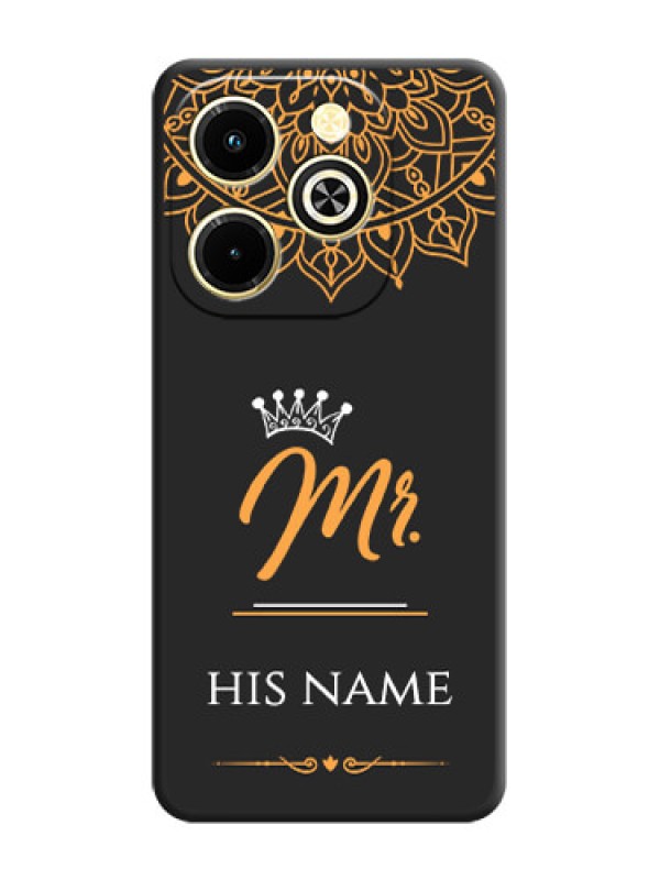 Custom Mr Name with Floral Design On Space Black Custom Soft Matte Mobile Back Cover - Infinix Hot 40i