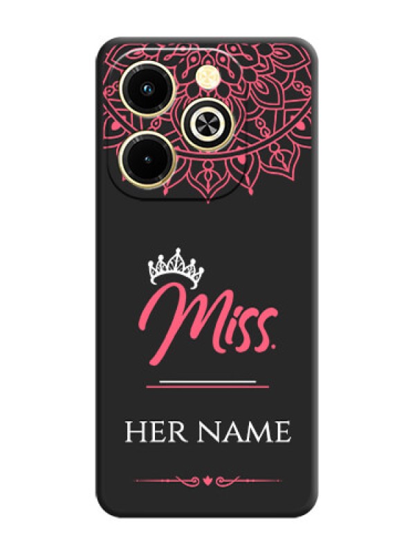 Custom Mrs Name with Floral Design On Space Black Custom Soft Matte Mobile Back Cover - Infinix Hot 40i