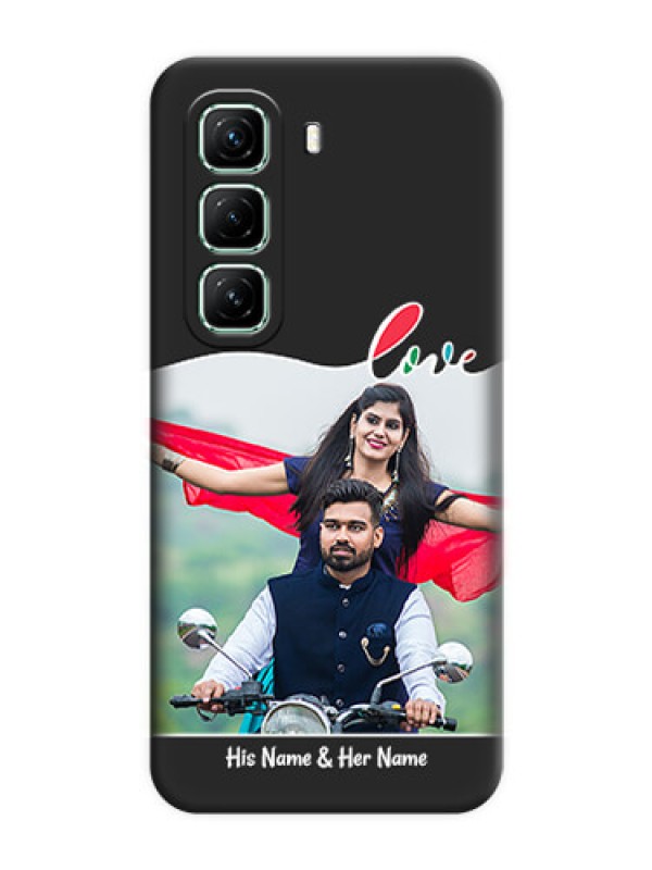 Custom Fall in Love Pattern with Picture on Photo On Space Black Custom Soft Matte Mobile Back Cover - Infinix Hot 50 5G