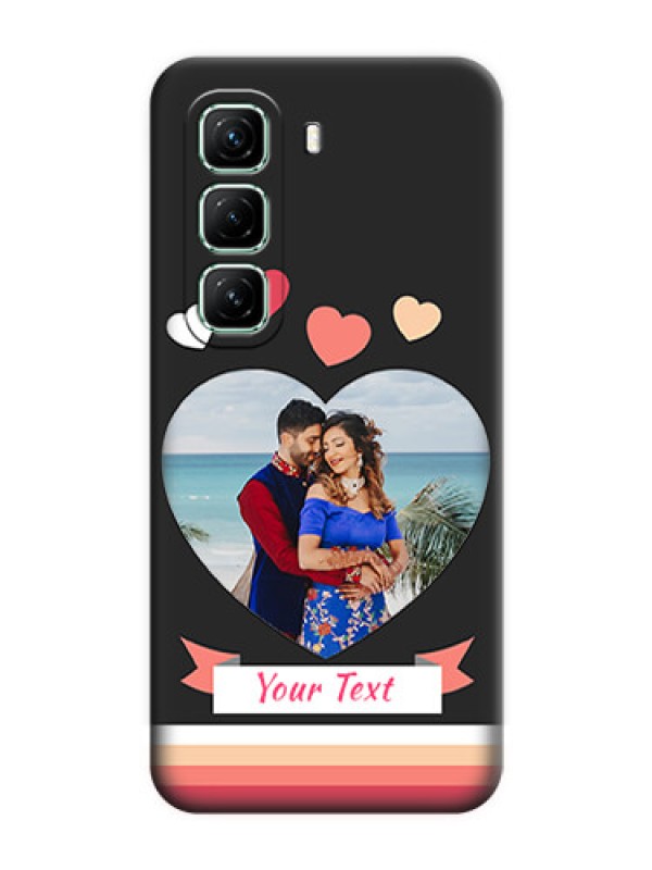 Custom Love Shaped Photo with Colorful Stripes On Space Black Custom Soft Matte Mobile Back Cover - Infinix Hot 50 5G