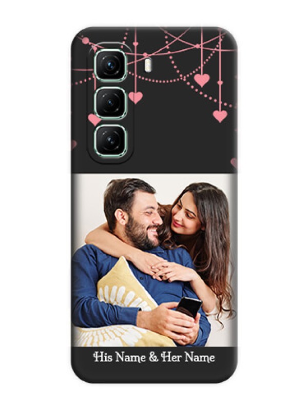 Custom Pink Love Hangings with Text On Space Black Custom Soft Matte Mobile Back Cover - Infinix Hot 50 5G