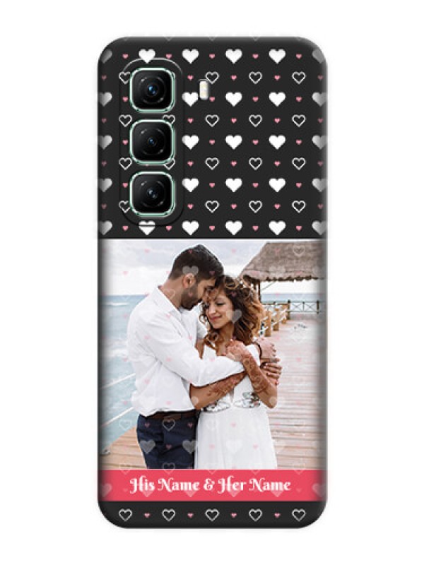 Custom White Color Love Symbols with Text Design on Photo On Space Black Custom Soft Matte Mobile Back Cover - Infinix Hot 50 5G