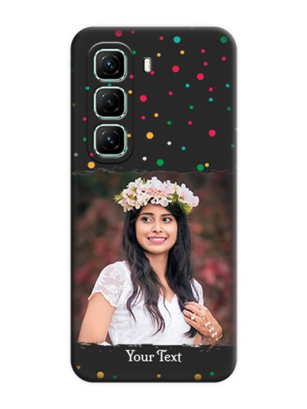 Custom Multicolor Dotted Pattern with Text On Space Black Custom Soft Matte Mobile Back Cover - Infinix Hot 50 5G