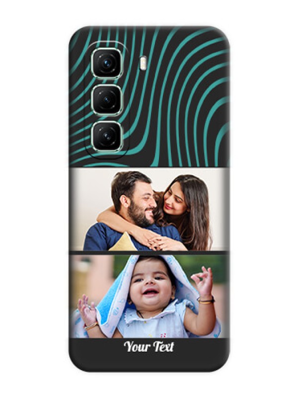 Custom Wave Pattern with 2 Image Holder On Space Black Custom Soft Matte Mobile Back Cover - Infinix Hot 50 5G