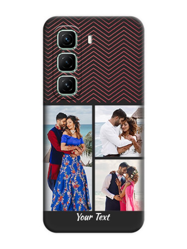 Custom Wave Pattern with 3 Image Holder On Space Black Custom Soft Matte Mobile Back Cover - Infinix Hot 50 5G