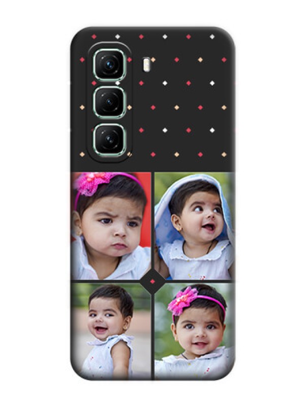 Custom Multicolor Dotted Pattern with 4 Image Holder On Space Black Custom Soft Matte Mobile Back Cover - Infinix Hot 50 5G