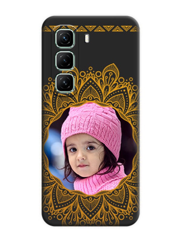 Custom Round Image with Floral Design On Space Black Custom Soft Matte Mobile Back Cover - Infinix Hot 50 5G