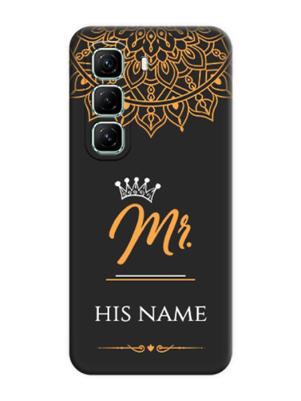 Custom Mr Name with Floral Design On Space Black Custom Soft Matte Mobile Back Cover - Infinix Hot 50 5G