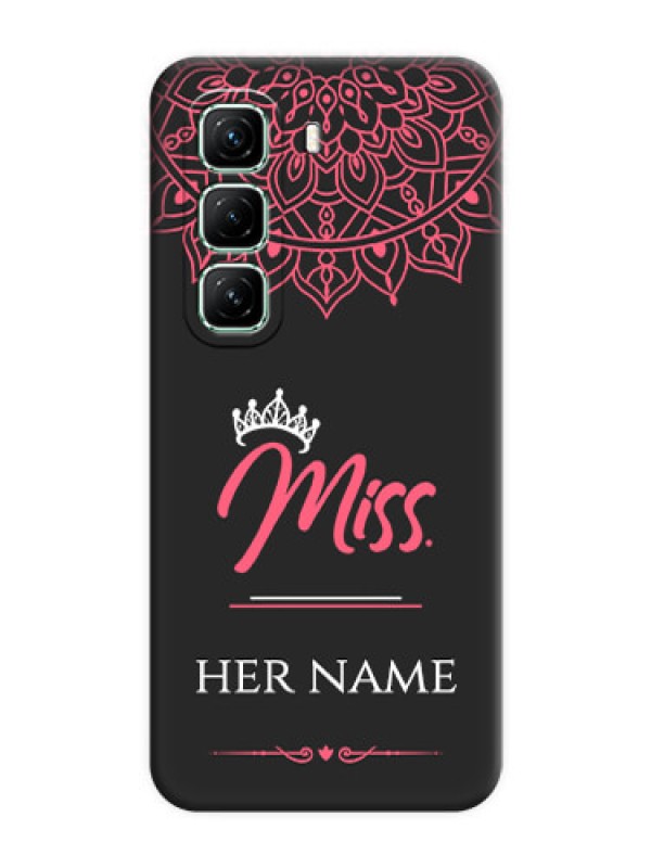 Custom Mrs Name with Floral Design On Space Black Custom Soft Matte Mobile Back Cover - Infinix Hot 50 5G