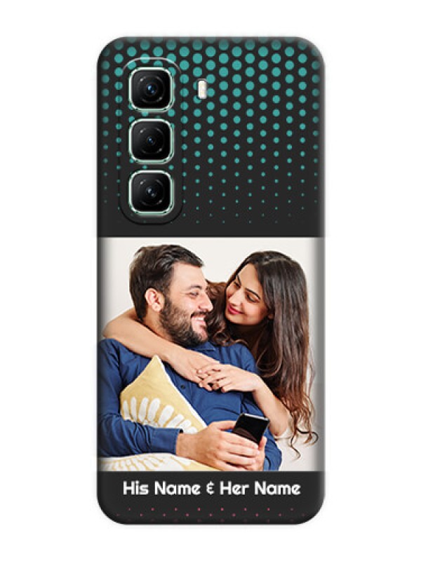 Custom Faded Dots with Grunge Photo Frame and Text On Space Black Custom Soft Matte Mobile Back Cover - Infinix Hot 50 5G