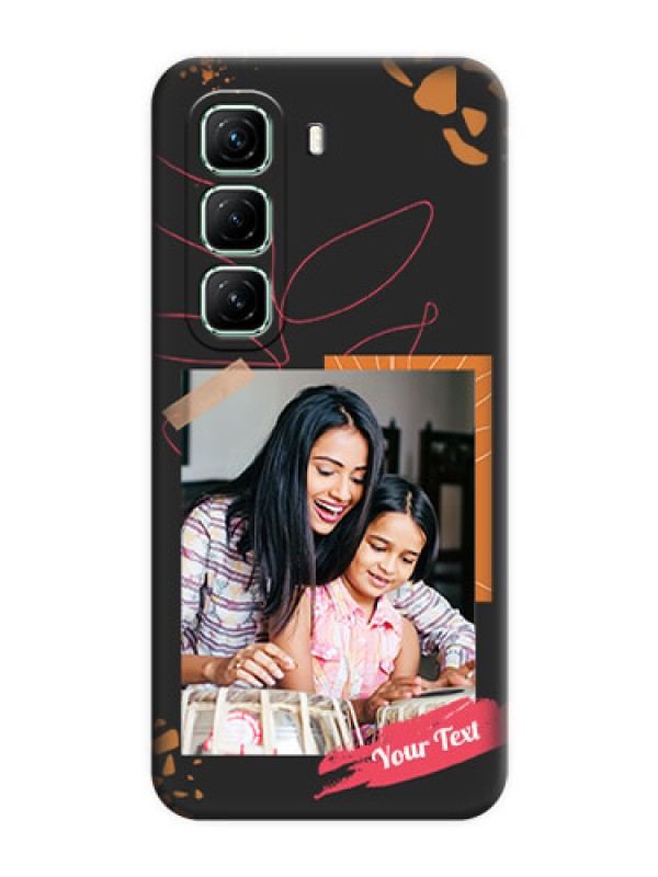 Custom Orange Photo Frame On Space Black Custom Soft Matte Mobile Back Cover - Infinix Hot 50 5G